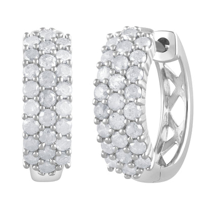 Ashley Stewart 0.50 Carat Lab Grown Cluster Diamond Hinged Hoop Earrings