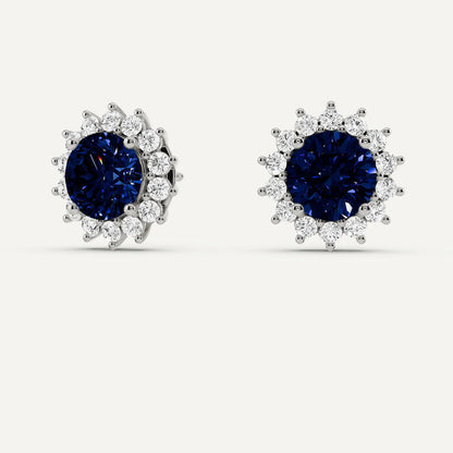 Ashley Stewart 1 Carat Lab Grown Blue Sapphire Diamond Stud Earrings
