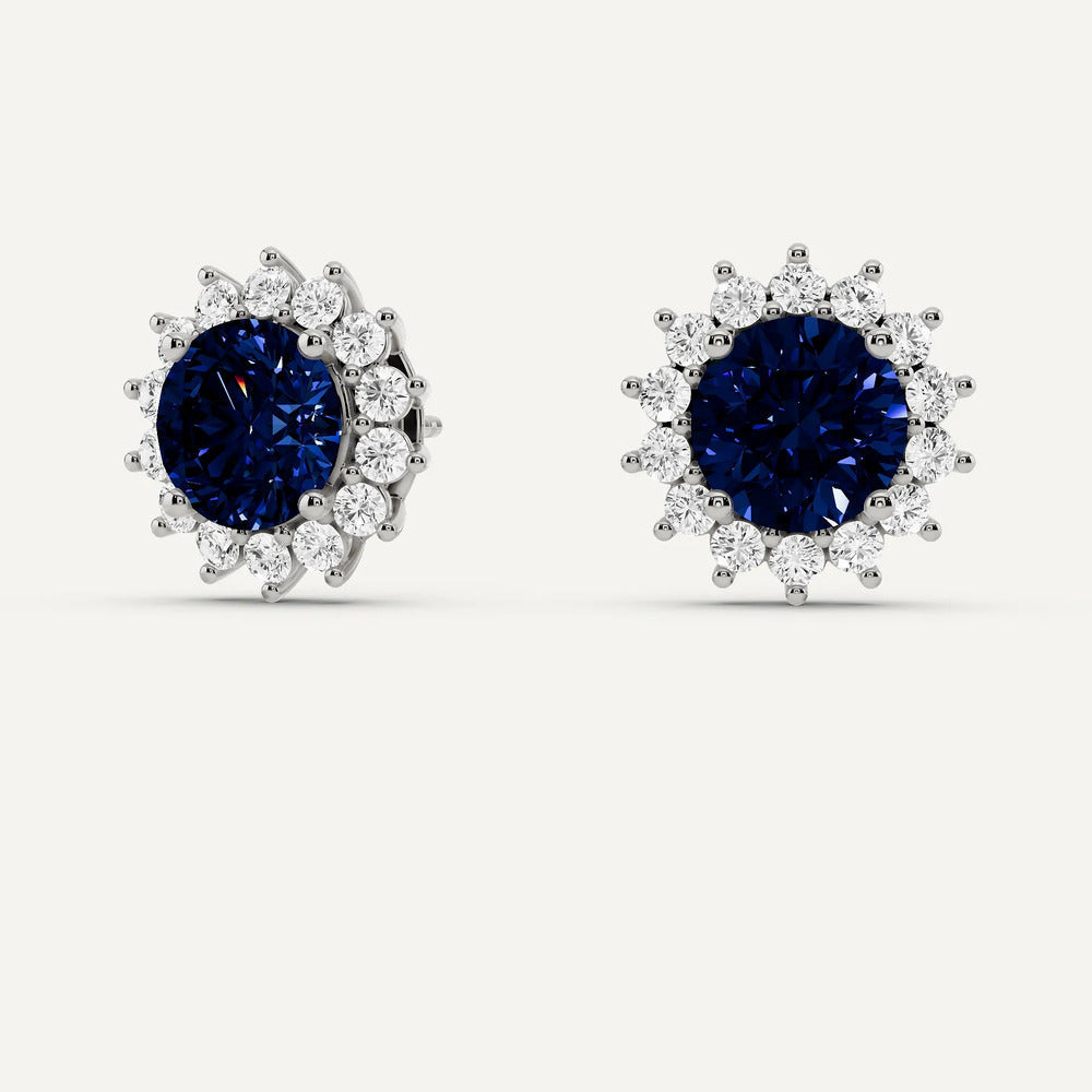 Ashley Stewart 1 Carat Lab Grown Blue Sapphire Diamond Stud Earrings