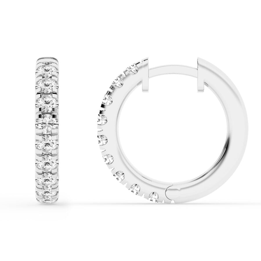 Ashley Stewart 1 Carat Round Lab Grown Diamond Hoop Earrings In Sterling Silver White