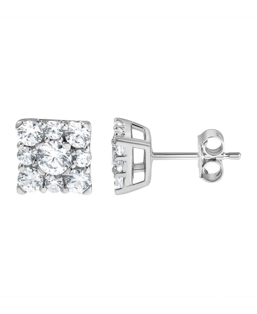 Ashley Stewart 1 Carat Lab Grown Round Diamond Stud Earrings In Sterling Silver