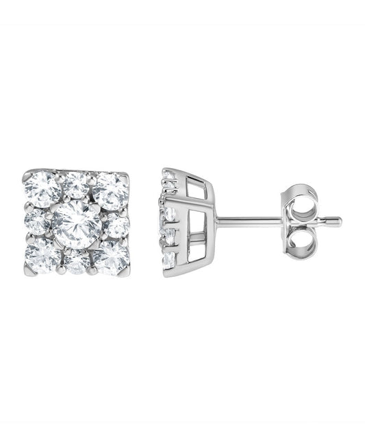 Ashley Stewart 1 Carat Lab Grown Round Diamond Stud Earrings In Sterling Silver
