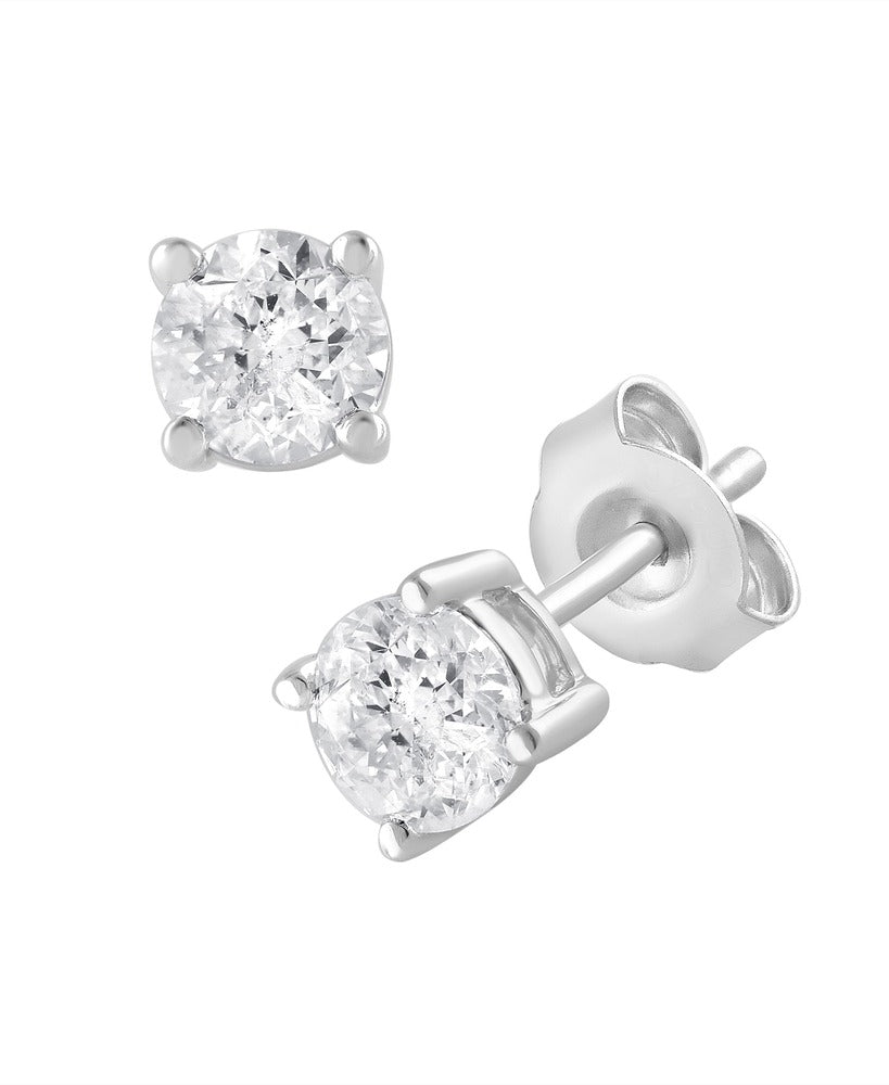 Ashley Stewart 1 Carat Lab Grown Sterling Silver And Yellow Gold Plated Silver Diamon White