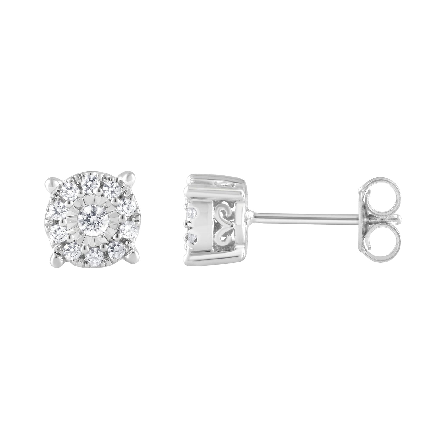 Ashley Stewart 0.25 Carat Lab Grown Halo Diamond Stud Earrings Rose
