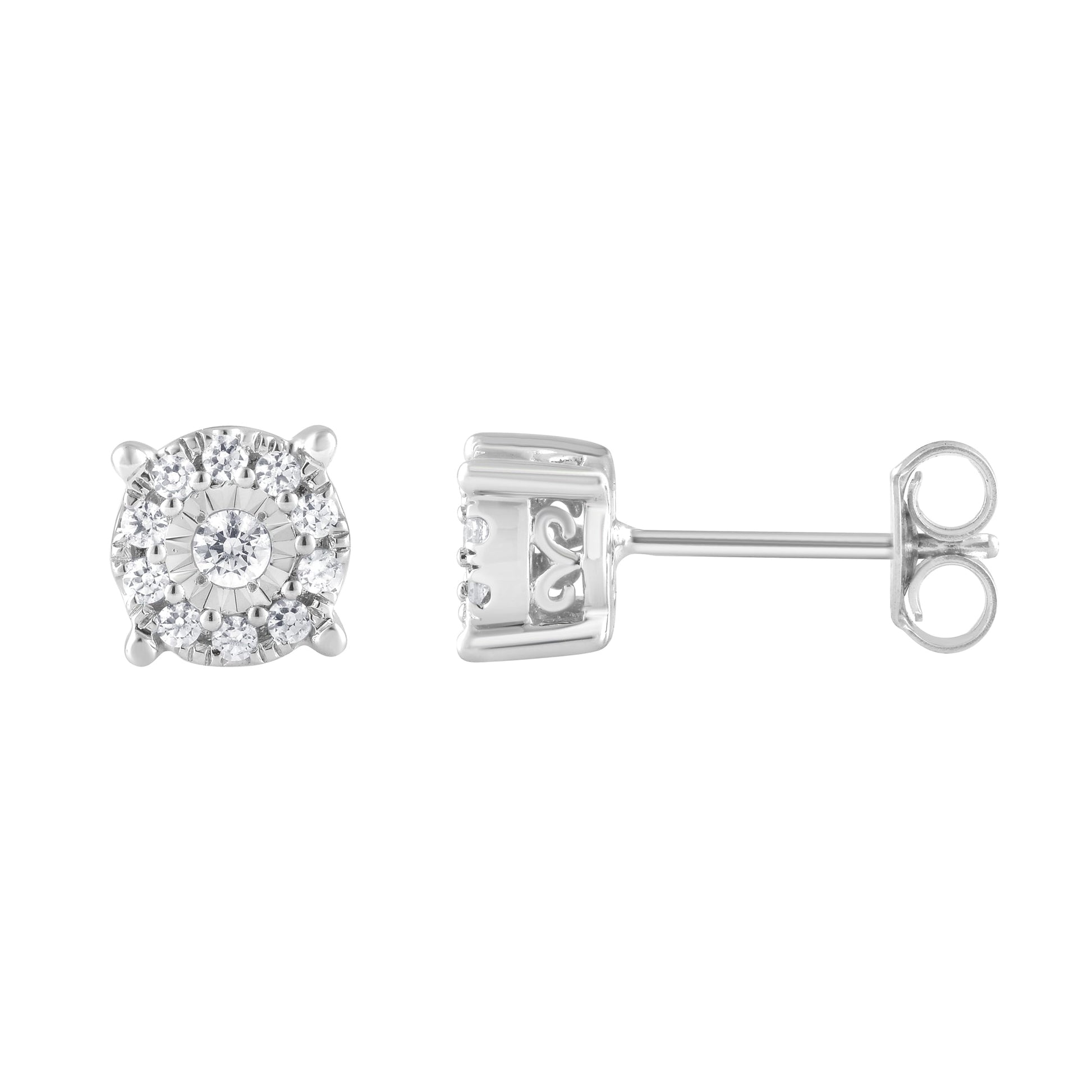 Ashley Stewart 0.25 Carat Lab Grown Halo Diamond Stud Earrings Rose