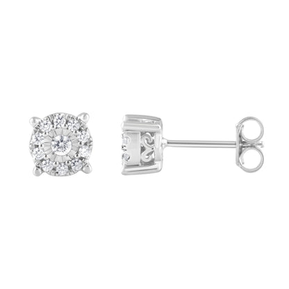 Ashley Stewart 0.25 Carat Lab Grown Halo Diamond Stud Earrings Rose