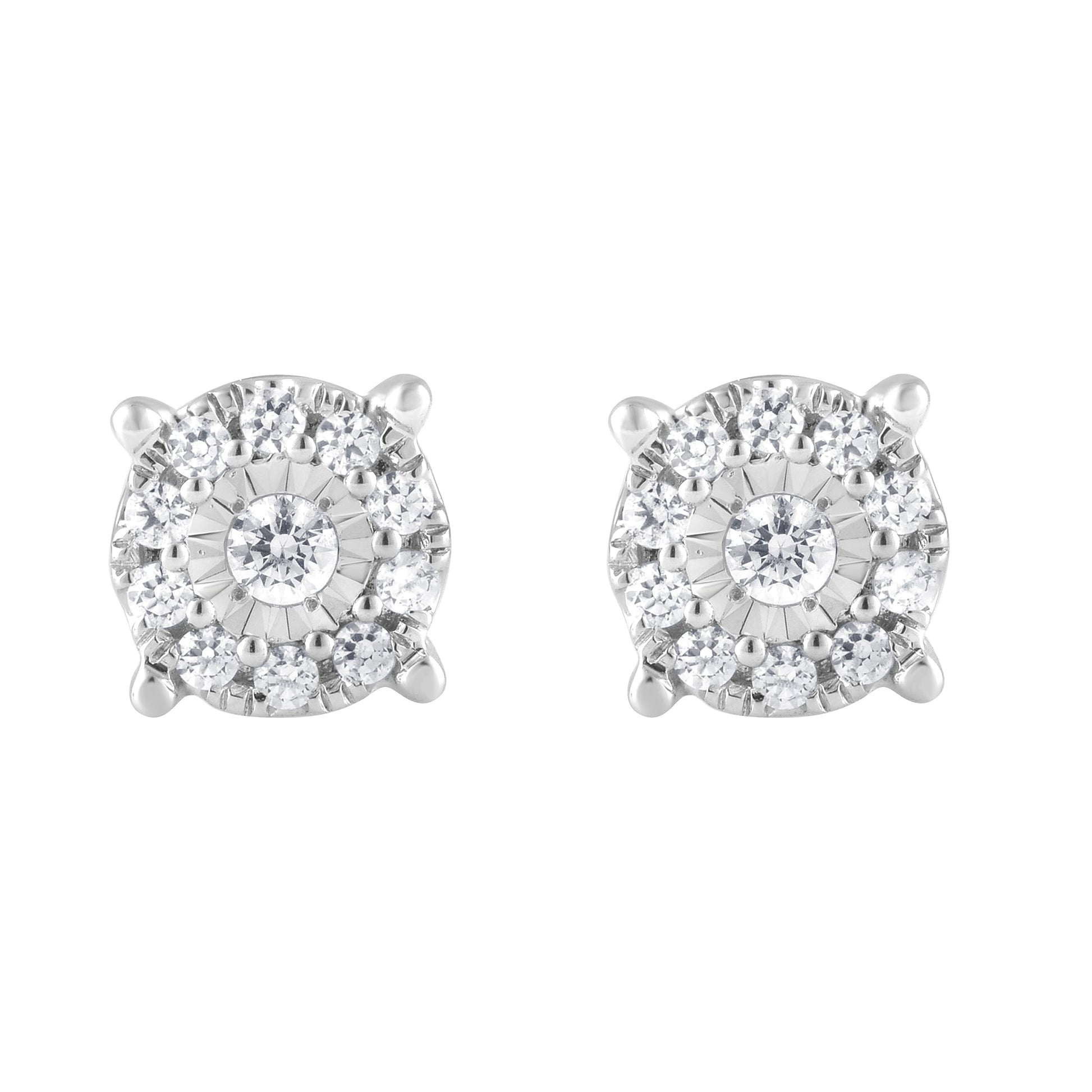 Ashley Stewart 0.25 Carat Lab Grown Halo Diamond Stud Earrings Rose