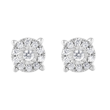 Ashley Stewart 0.25 Carat Lab Grown Halo Diamond Stud Earrings Rose