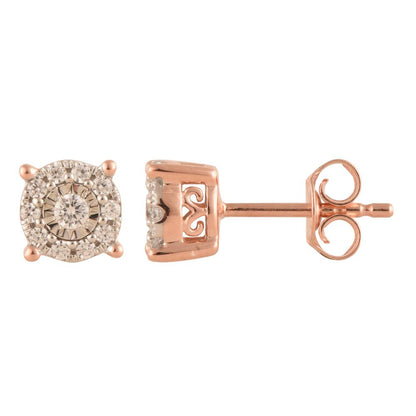 Ashley Stewart 0.25 Carat Lab Grown Halo Diamond Stud Earrings Rose