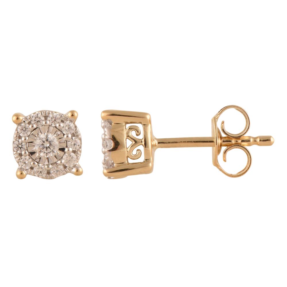 Ashley Stewart 0.25 Carat Lab Grown Halo Diamond Stud Earrings Rose