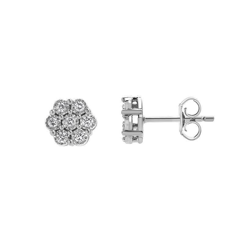 Ashley Stewart 0.25 Carat Lab Grown Cluster Diamond Stud Earrings Rose
