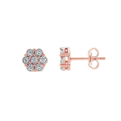 Ashley Stewart 0.25 Carat Lab Grown Cluster Diamond Stud Earrings Rose