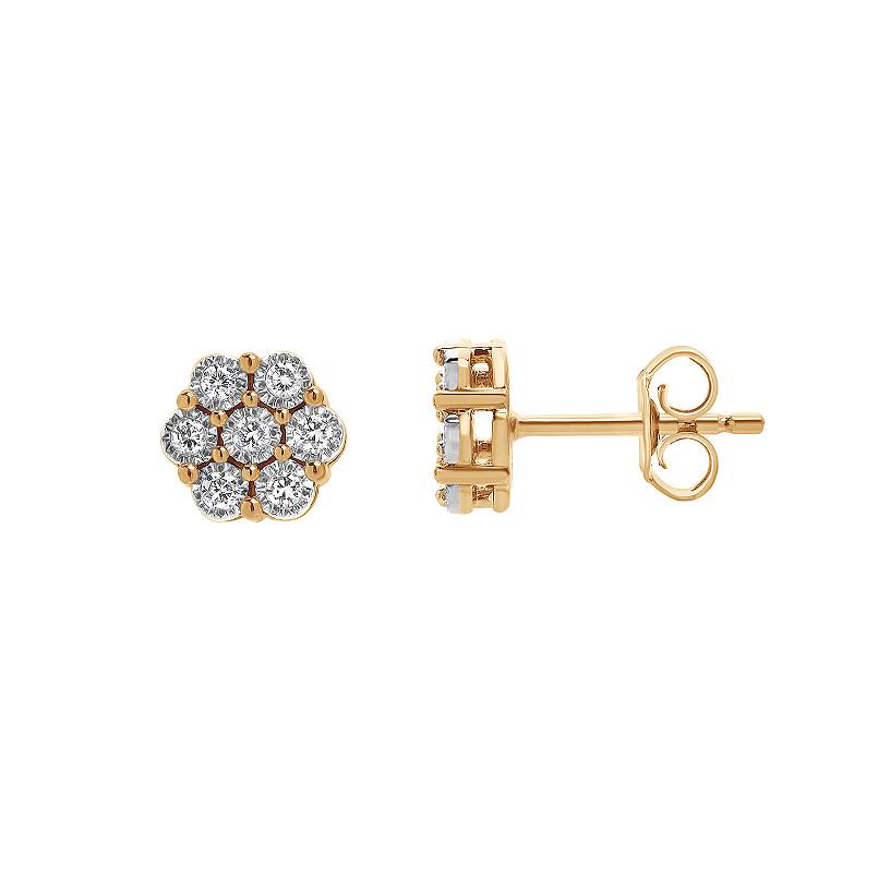 Ashley Stewart 0.25 Carat Lab Grown Cluster Diamond Stud Earrings Rose