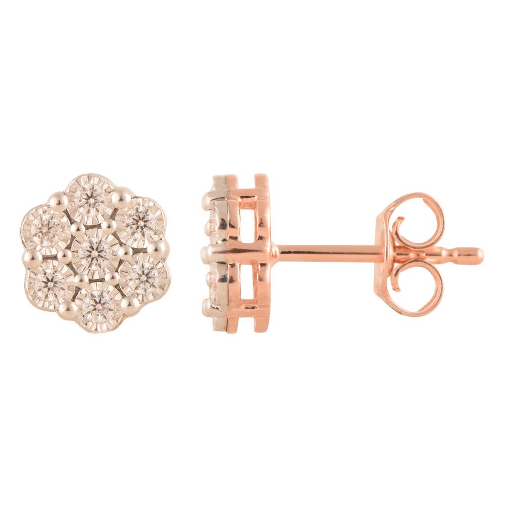 Ashley Stewart 0.25 Carat Cluster Lab Grown Diamond Stud Earrings
