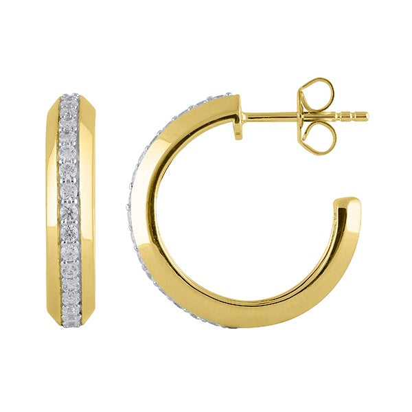 Ashley Stewart 0.50 Carat Lab Grown Single Row Diamond Half Huggie Hoop Earrings