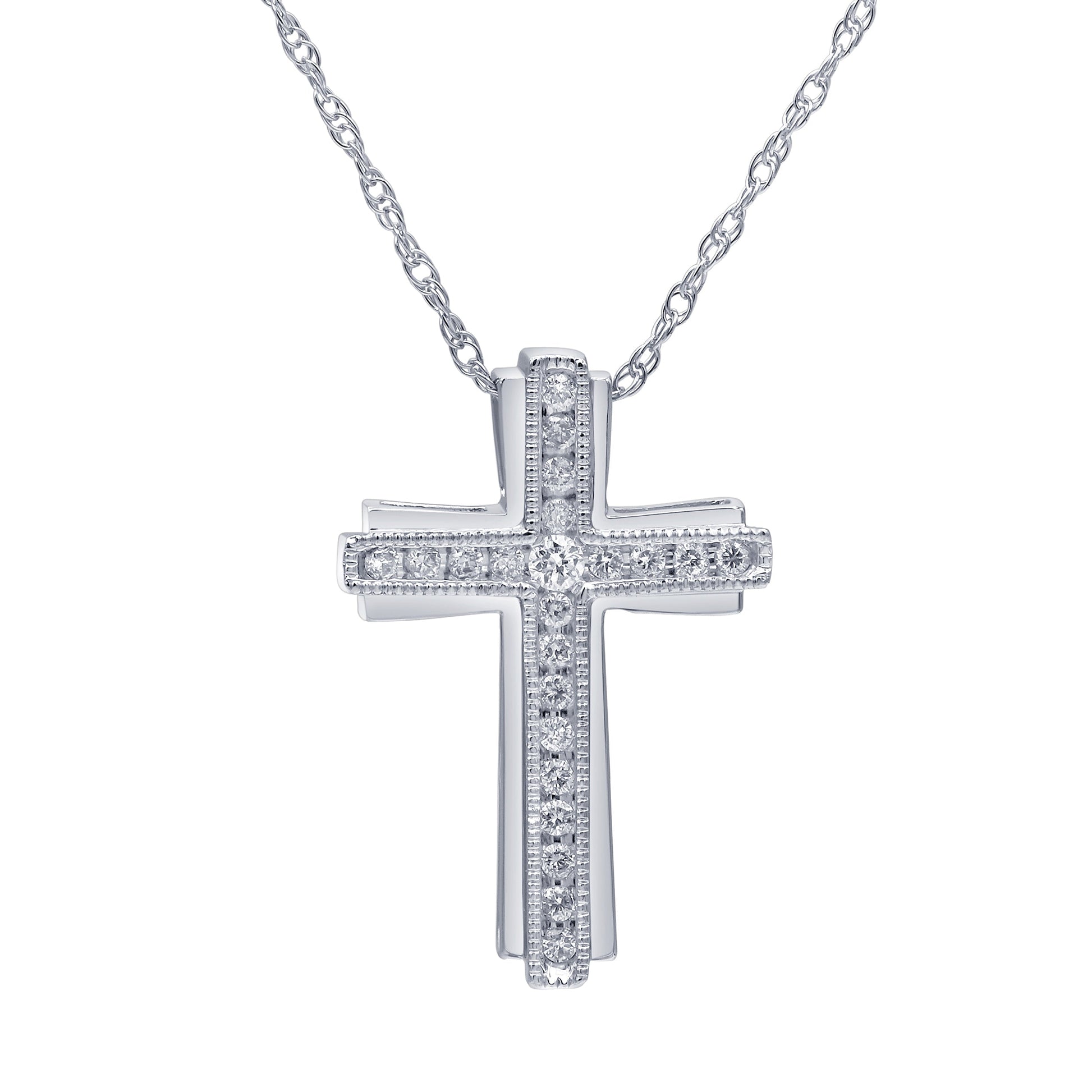 Ashley Stewart 0.25 Carat Sterling Silver Lab Grown Diamond Cross Necklace