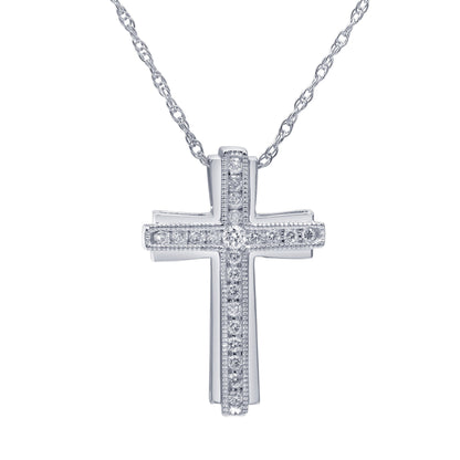Ashley Stewart 0.25 Carat Sterling Silver Lab Grown Diamond Cross Necklace