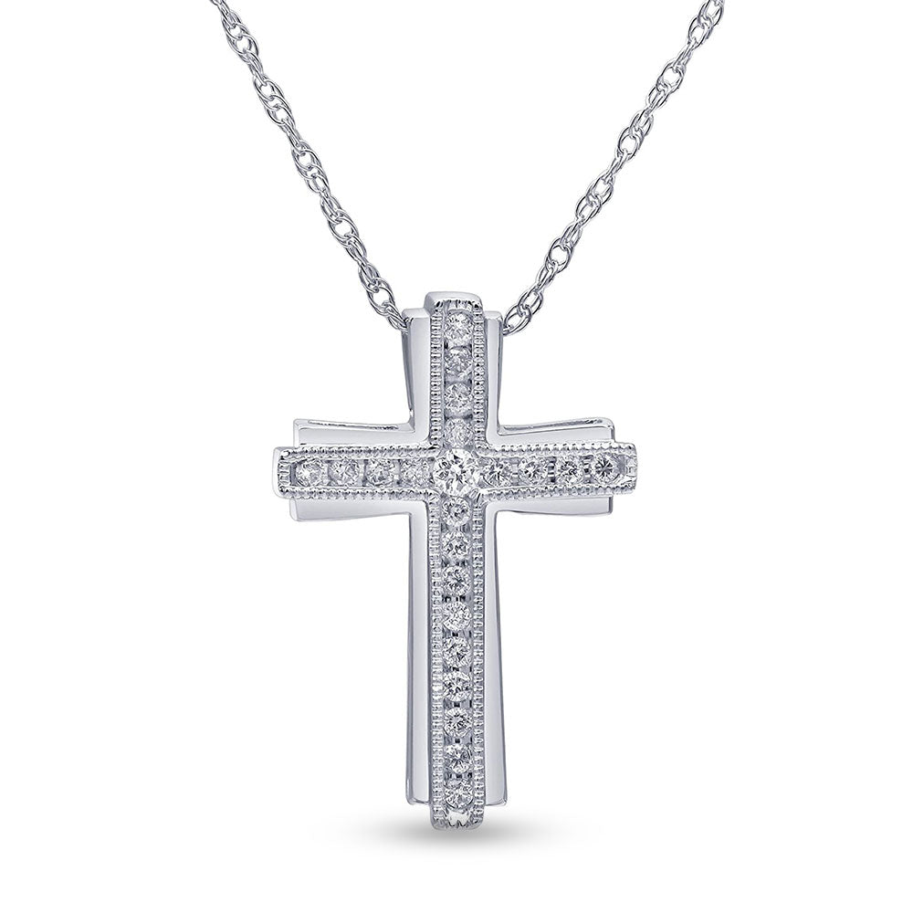 Ashley Stewart 0.25 Carat Sterling Silver Lab Grown Diamond Cross Necklace
