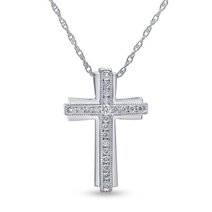 Ashley Stewart 0.25 Carat Sterling Silver Lab Grown Diamond Cross Necklace