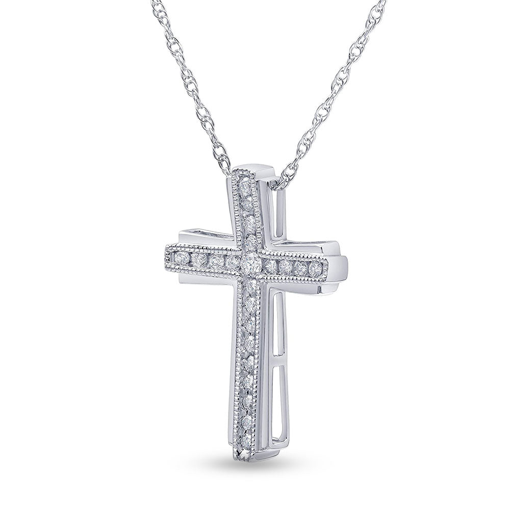 Ashley Stewart 0.25 Carat Sterling Silver Lab Grown Diamond Cross Necklace