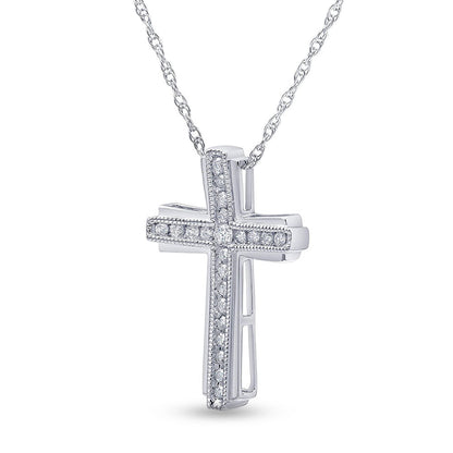 Ashley Stewart 0.25 Carat Sterling Silver Lab Grown Diamond Cross Necklace