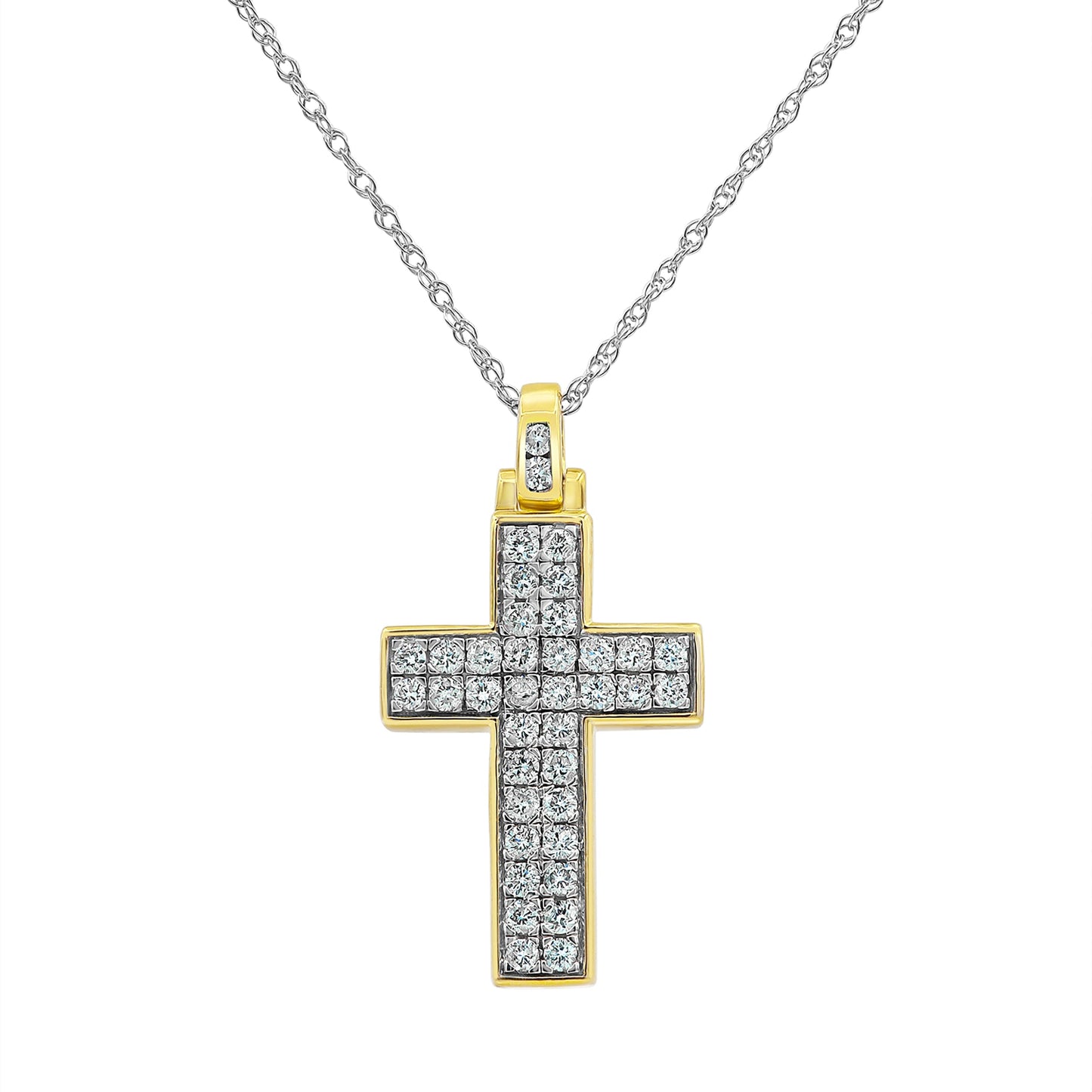 Ashley Stewart 0.75 Carat Lab Grown Diamond Cluster Cross Pendant Necklace In Sterlin