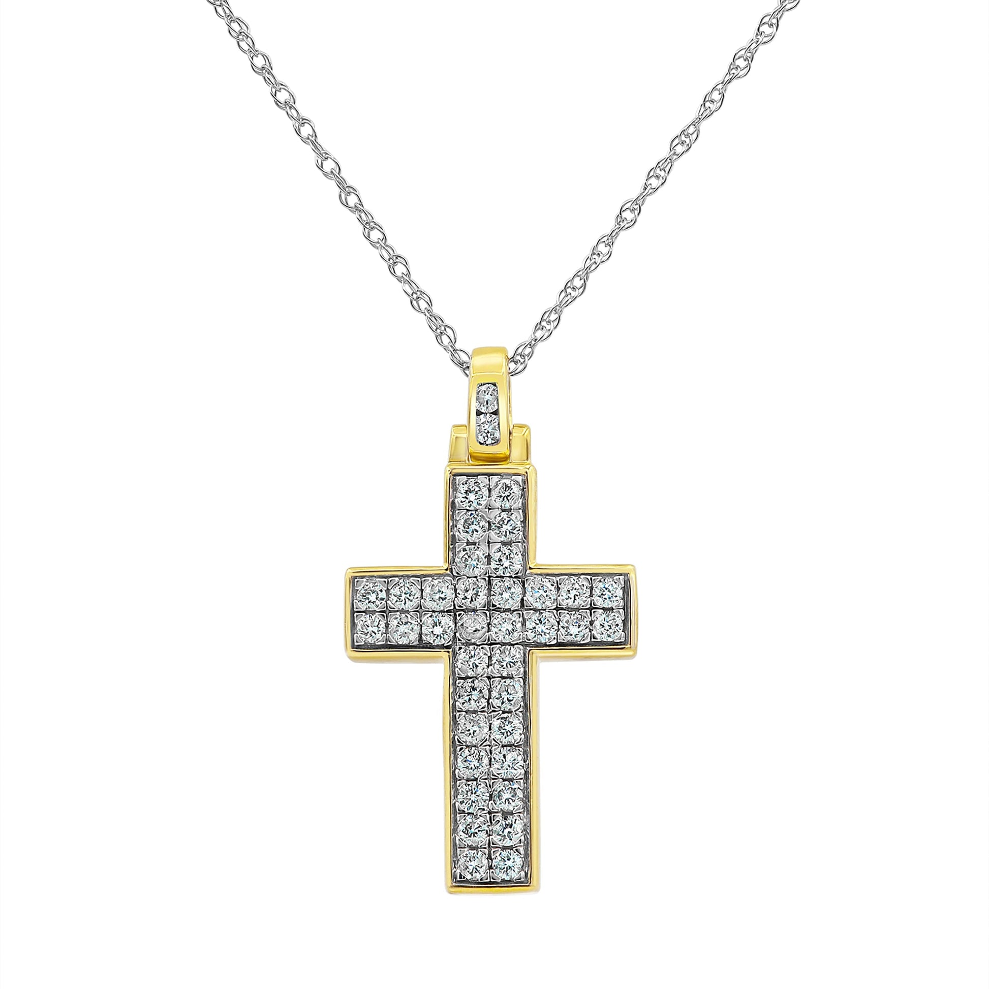 Ashley Stewart 0.75 Carat Lab Grown Diamond Cluster Cross Pendant Necklace In Sterlin