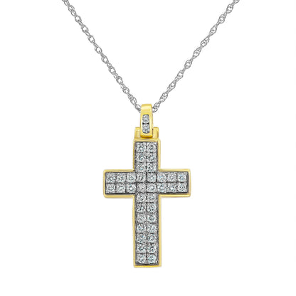 Ashley Stewart 0.75 Carat Lab Grown Diamond Cluster Cross Pendant Necklace In Sterlin