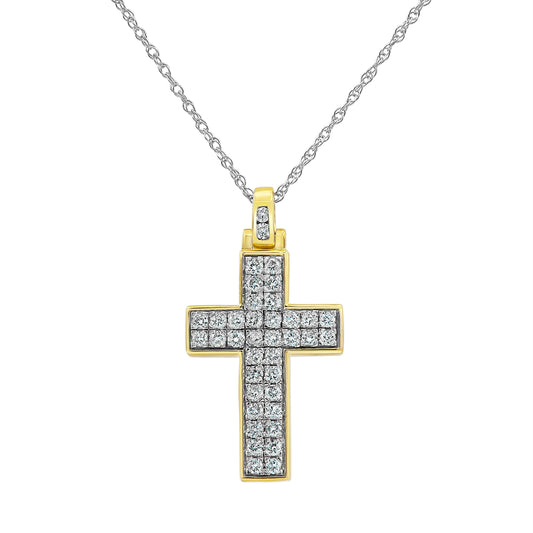Ashley Stewart 0.75 Carat Lab Grown Diamond Cluster Cross Pendant Necklace In Sterlin