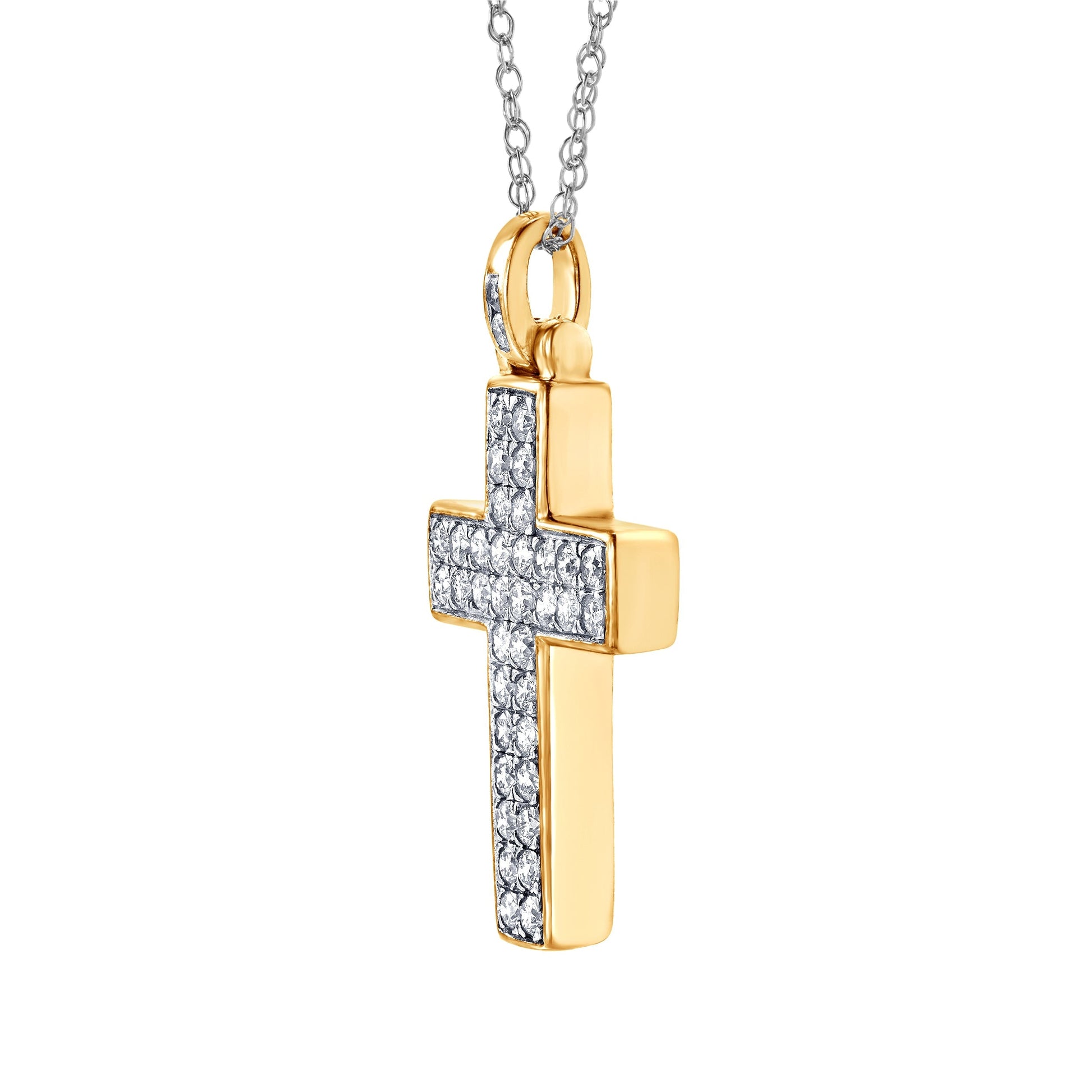 Ashley Stewart 0.75 Carat Lab Grown Diamond Cluster Cross Pendant Necklace In Sterlin