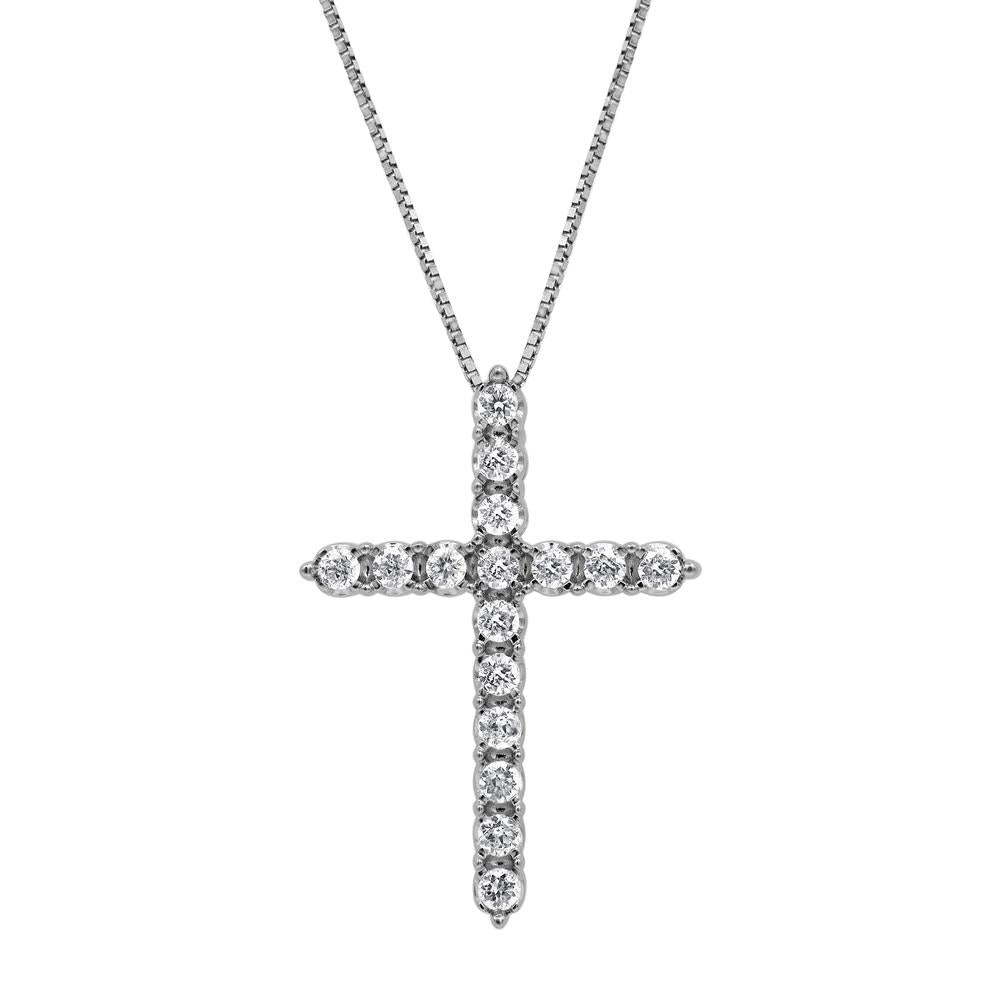 Ashley Stewart 0.50 Carat Sterling Silver Lab Grown Diamond Cross Pendant Necklace