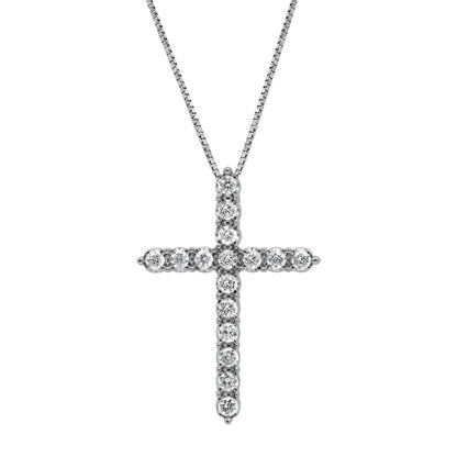 Ashley Stewart 0.50 Carat Sterling Silver Lab Grown Diamond Cross Pendant Necklace