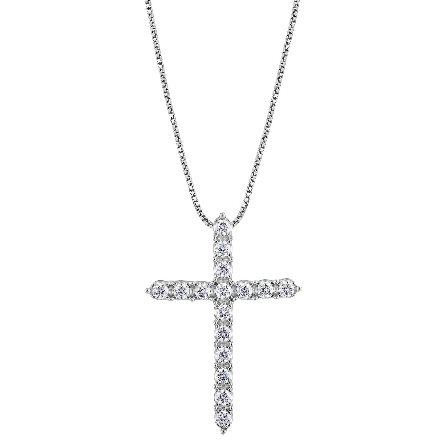 Ashley Stewart 0.50 Carat Sterling Silver Lab Grown Diamond Cross Pendant Necklace