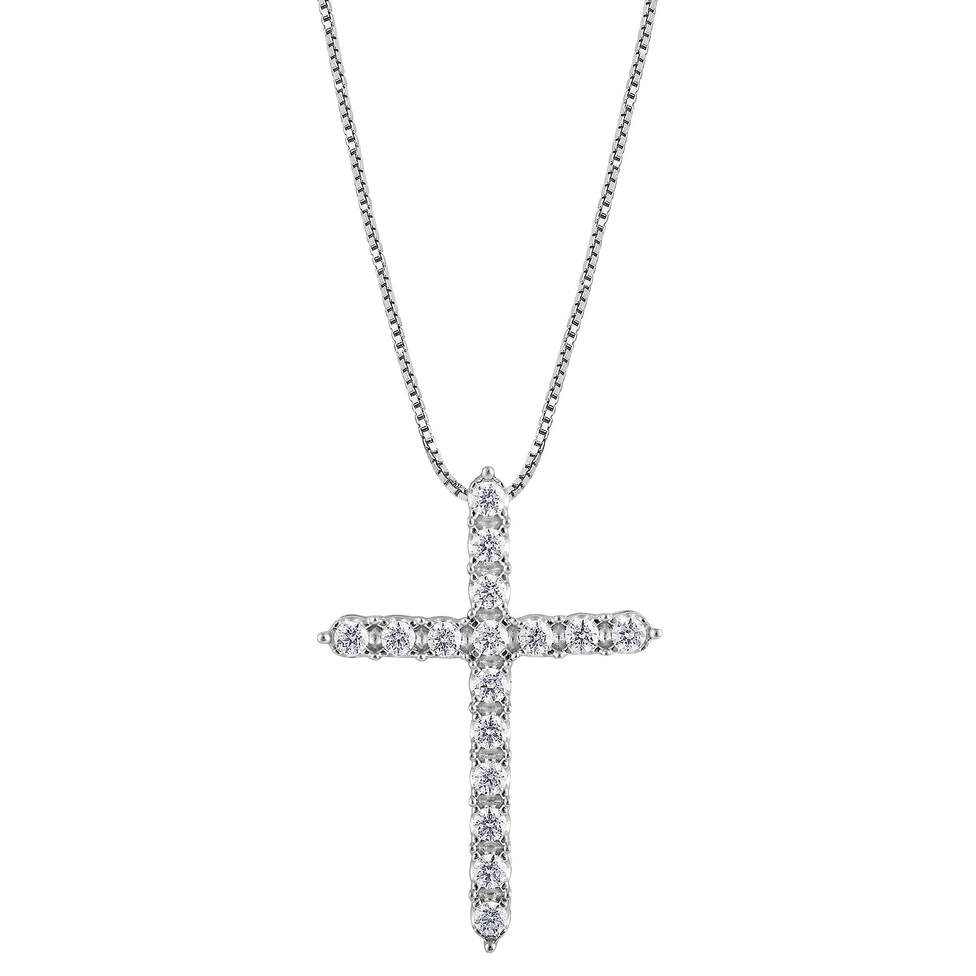 Ashley Stewart 0.50 Carat Sterling Silver Lab Grown Diamond Cross Pendant Necklace