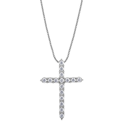 Ashley Stewart 0.50 Carat Sterling Silver Lab Grown Diamond Cross Pendant Necklace