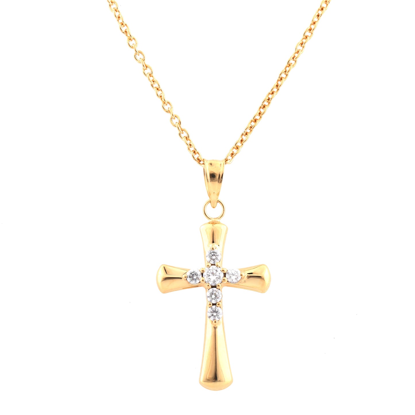 Ashley Stewart 0.25 Carat Lab Grown Diamond Cross Pendant Necklace In Yellow Gold Pla