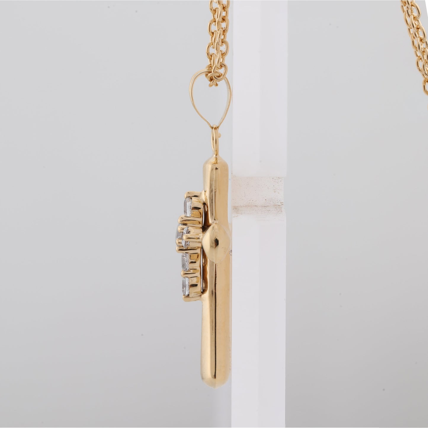Ashley Stewart 0.25 Carat Lab Grown Diamond Cross Pendant Necklace In Yellow Gold Pla