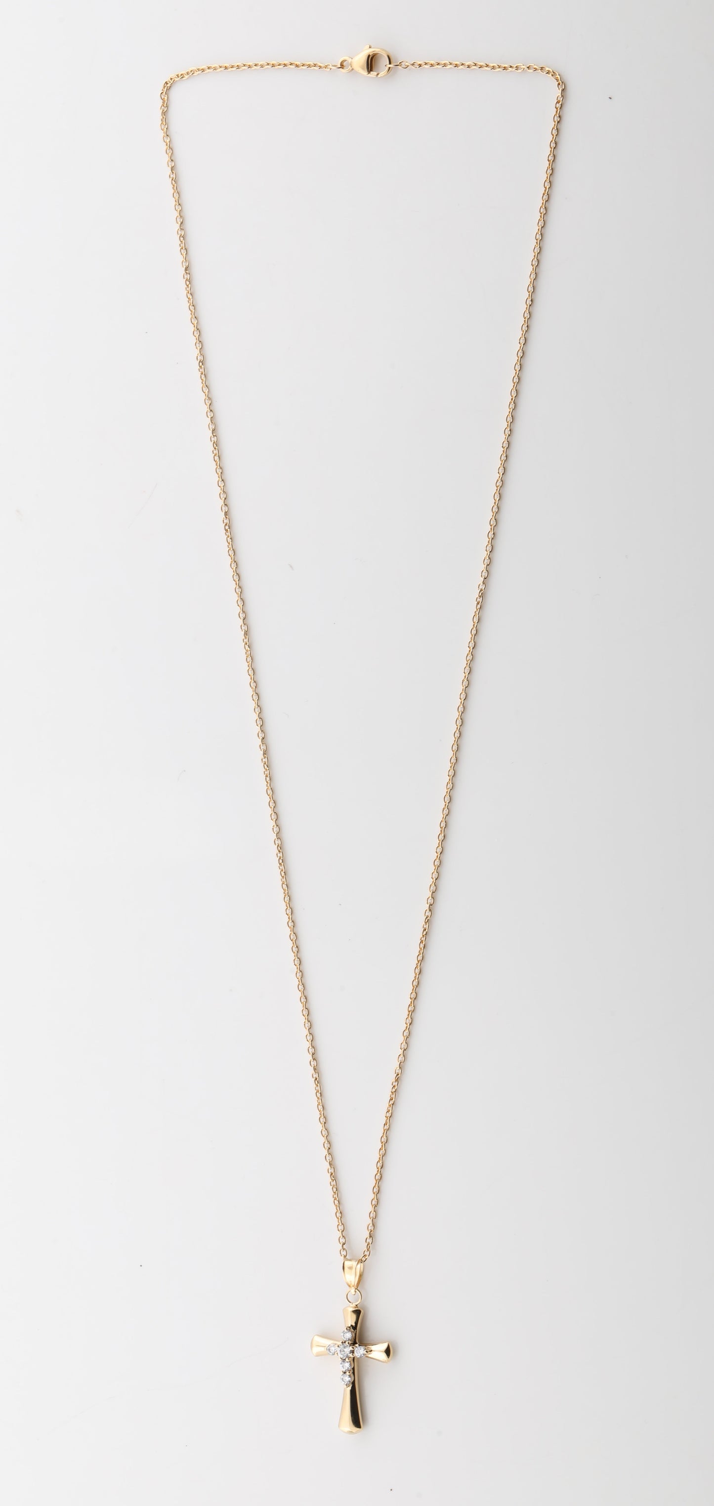 Ashley Stewart 0.25 Carat Lab Grown Diamond Cross Pendant Necklace In Yellow Gold Pla