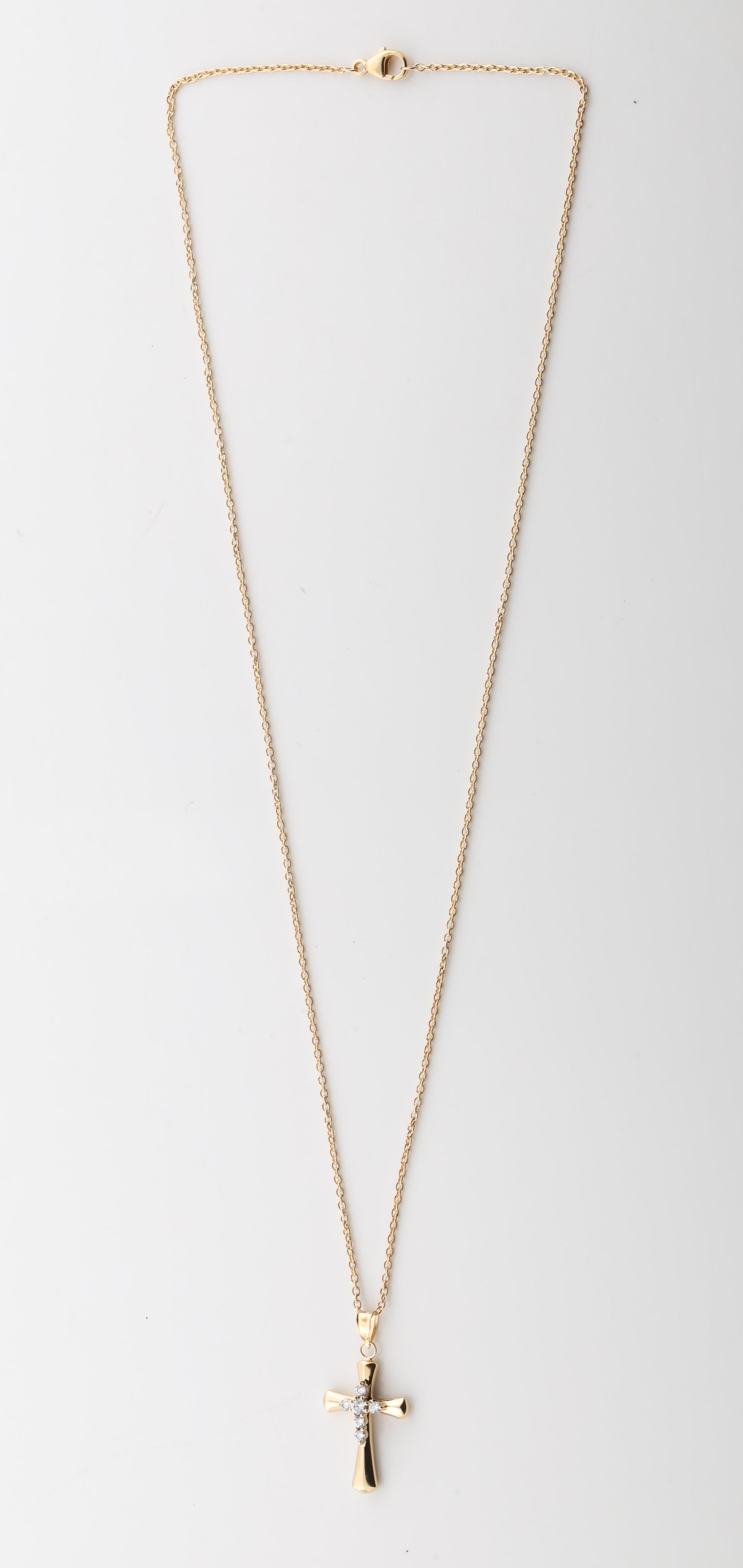 Ashley Stewart 0.25 Carat Lab Grown Diamond Cross Pendant Necklace In Yellow Gold Pla