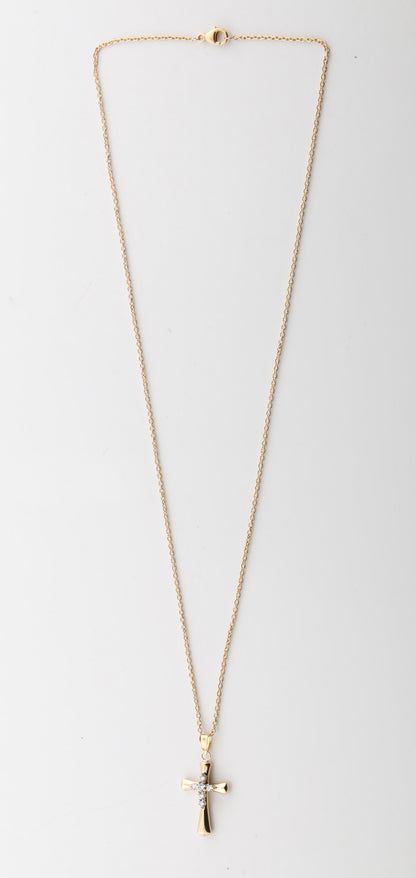 Ashley Stewart 0.25 Carat Lab Grown Diamond Cross Pendant Necklace In Yellow Gold Pla