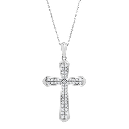 Ashley Stewart 1 Carat Sterling Silver Lab Grown Cross Diamond Pendant Necklace