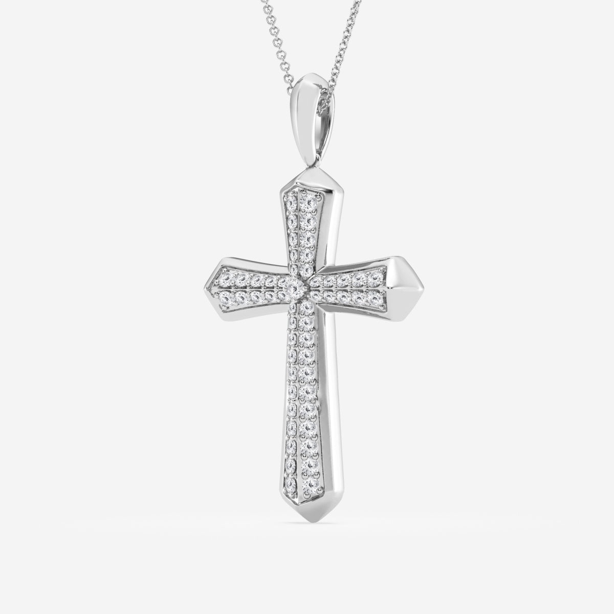 Ashley Stewart 1 Carat Sterling Silver Lab Grown Cross Diamond Pendant Necklace