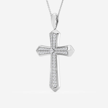 Ashley Stewart 1 Carat Sterling Silver Lab Grown Cross Diamond Pendant Necklace