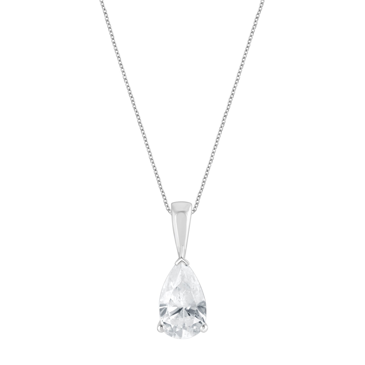 Ashley Stewart 1 Carat Lab Grown Solitaire Pear Cut Diamond Pendant Necklace