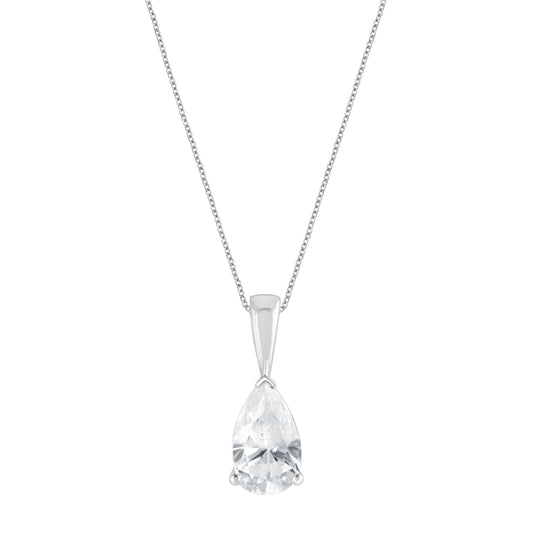 Ashley Stewart 1 Carat Lab Grown Solitaire Pear Cut Diamond Pendant Necklace