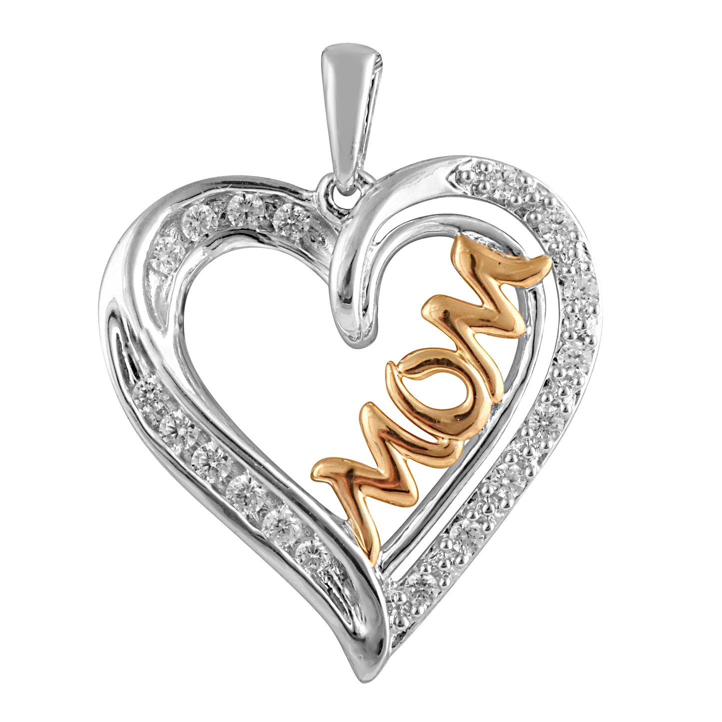 Ashley Stewart 0.25 Carat Lab Grown Diamond Heart Mom Pendant Necklace