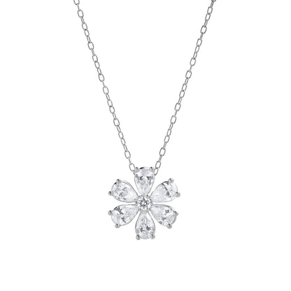 Ashley Stewart 1 Carat Lab Grown Floral Diamond Pendant Necklace In Sterling Silver