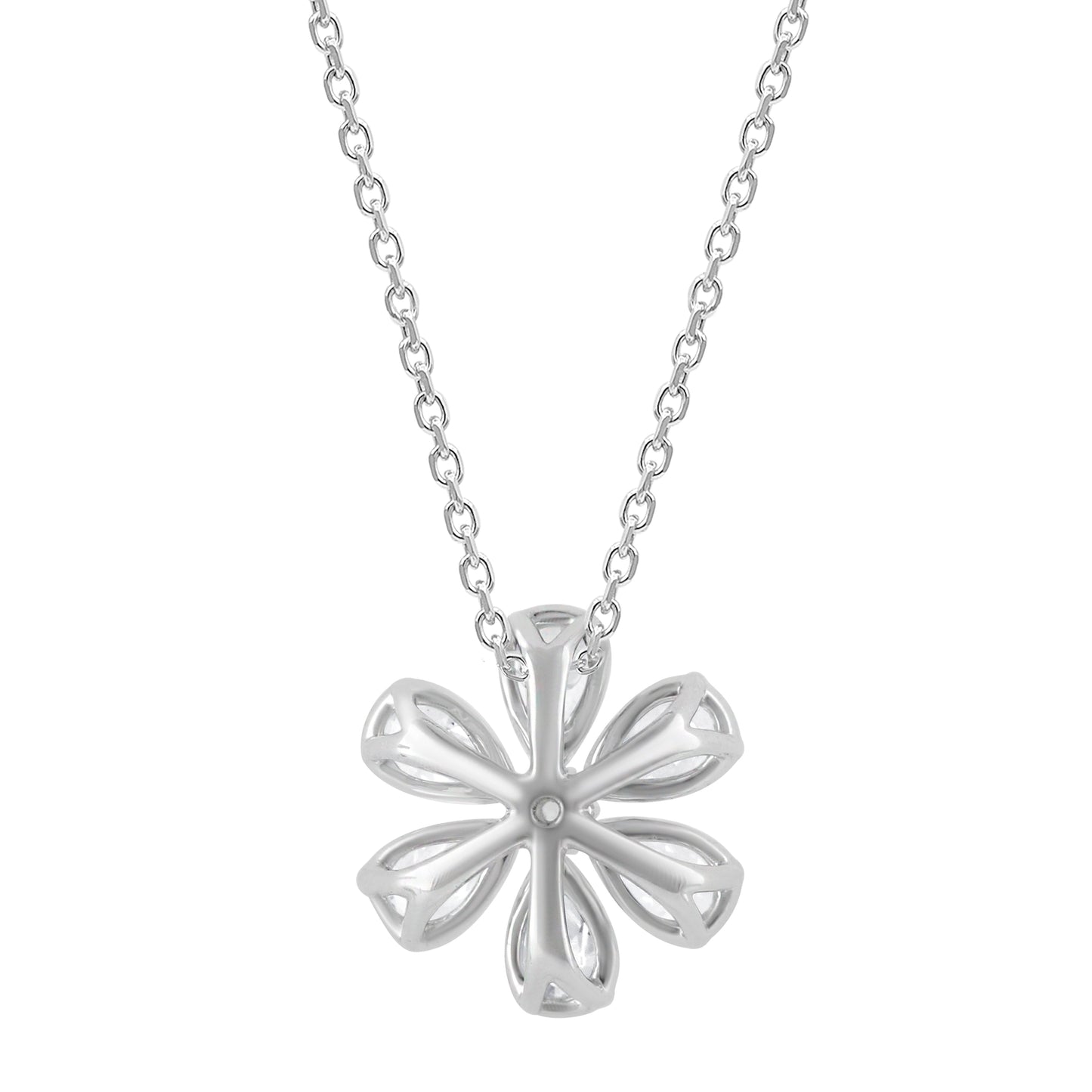 Ashley Stewart 1 Carat Lab Grown Floral Diamond Pendant Necklace In Sterling Silver