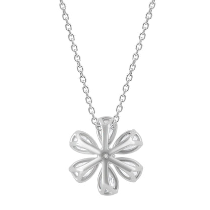 Ashley Stewart 1 Carat Lab Grown Floral Diamond Pendant Necklace In Sterling Silver