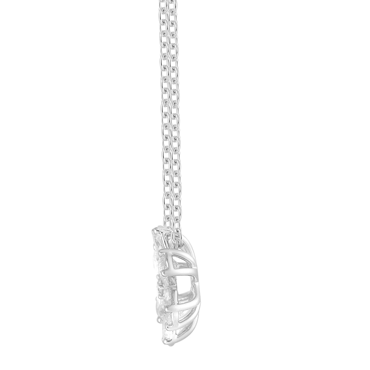 Ashley Stewart 1 Carat Lab Grown Floral Diamond Pendant Necklace In Sterling Silver